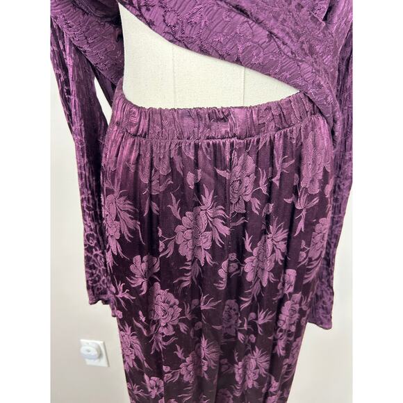 CP Shades Sausalito 2 Piece Floral Pants Set Purple Medium Whimsigoth Lagenlook - Picture 6 of 9